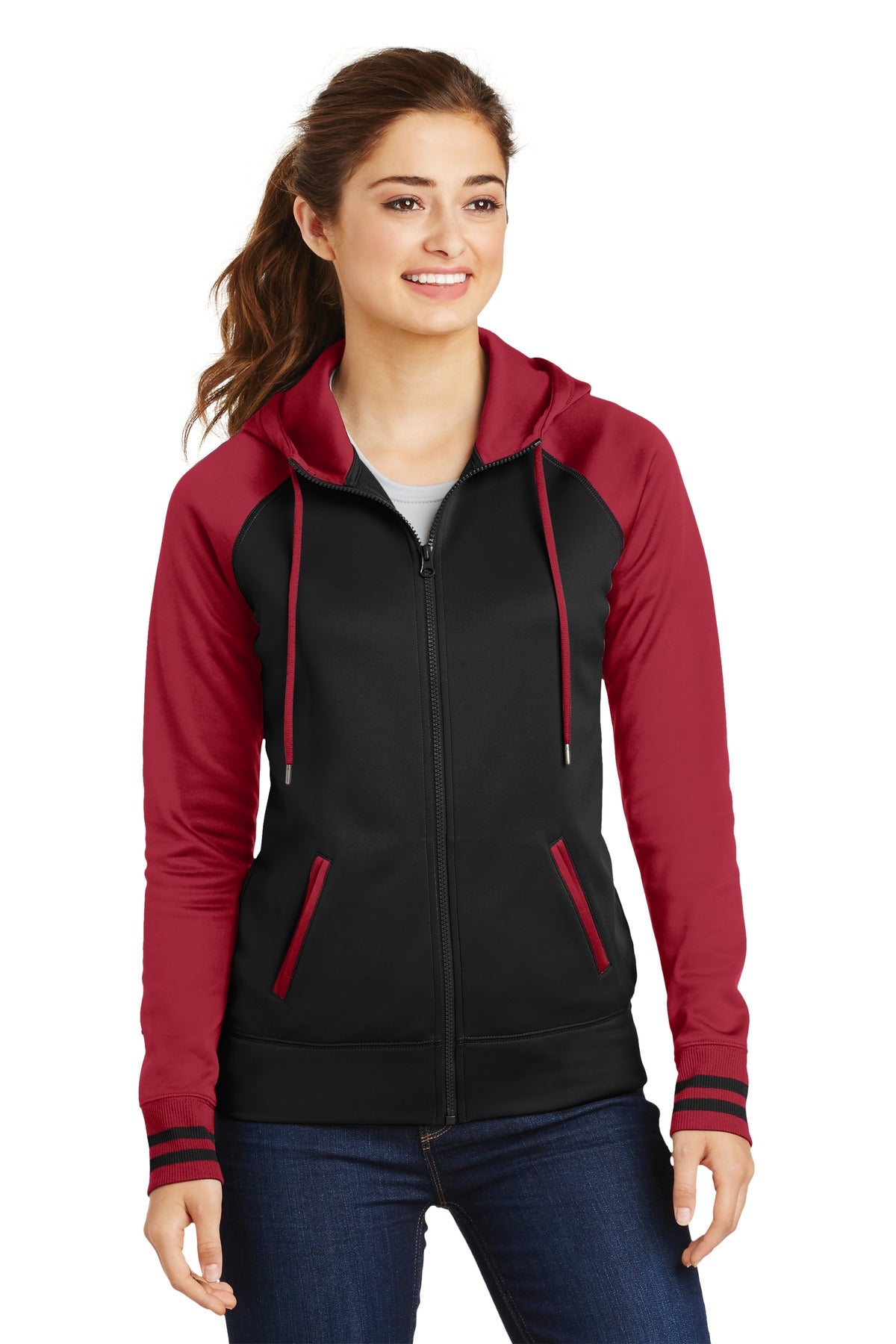 Sport-TekÂ® Women's Sport-WickÂ® Varsity Fleece Full-Zip Hooded Jacket. LST236