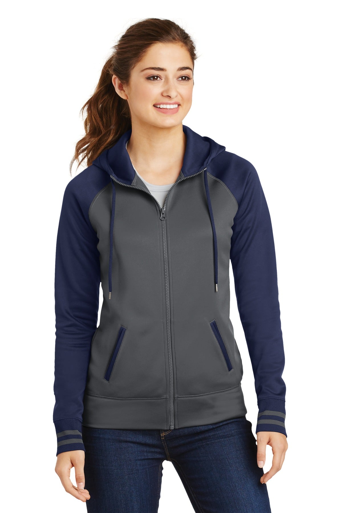 Sport-TekÂ® Women's Sport-WickÂ® Varsity Fleece Full-Zip Hooded Jacket. LST236
