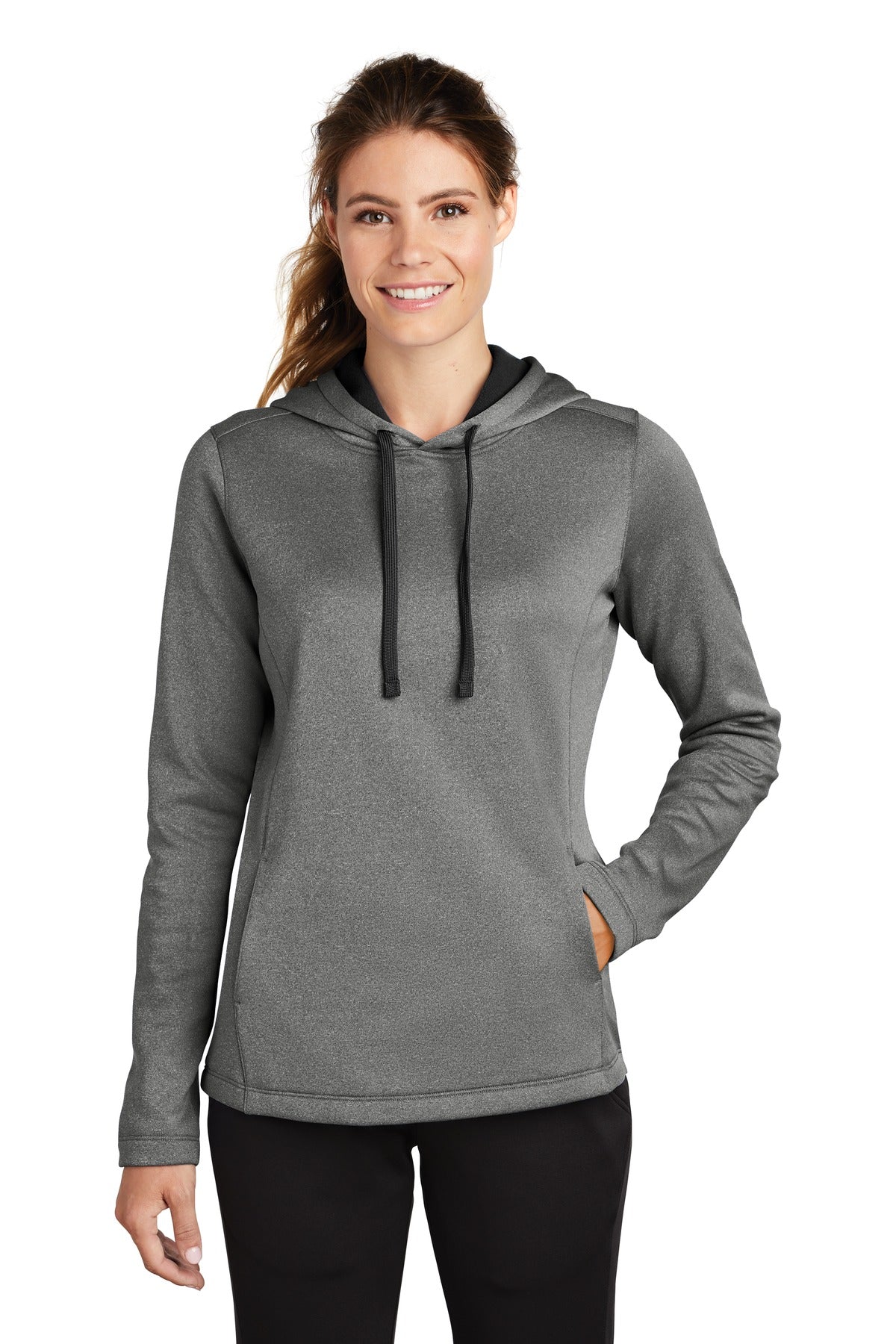 Sport-Tek Â® Women's PosiCharge Â® Sport-Wick Â® Heather Fleece Hooded Pullover. LST264