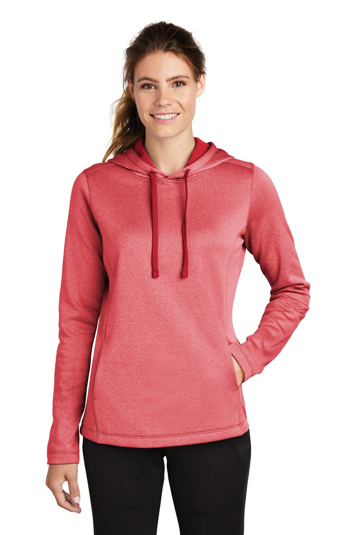 Sport-Tek Â® Women's PosiCharge Â® Sport-Wick Â® Heather Fleece Hooded Pullover. LST264