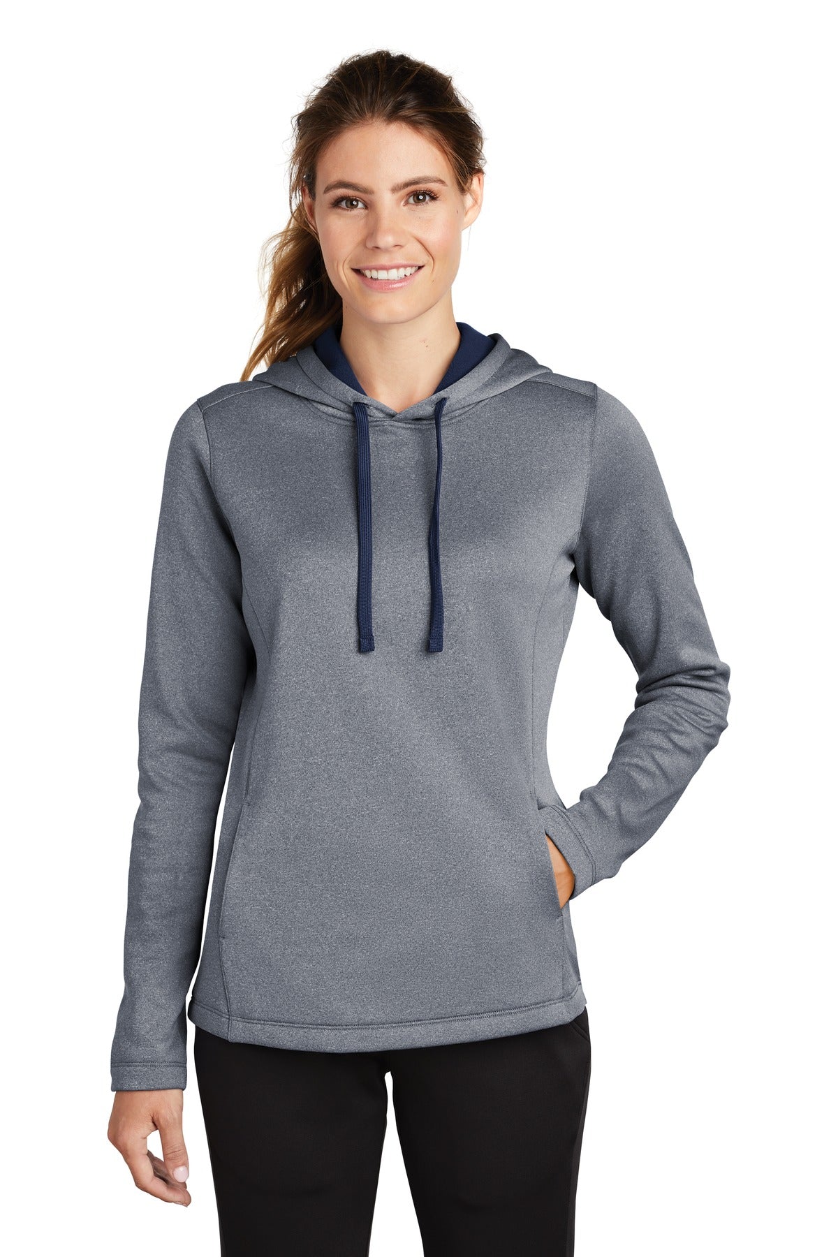 Sport-Tek Â® Women's PosiCharge Â® Sport-Wick Â® Heather Fleece Hooded Pullover. LST264