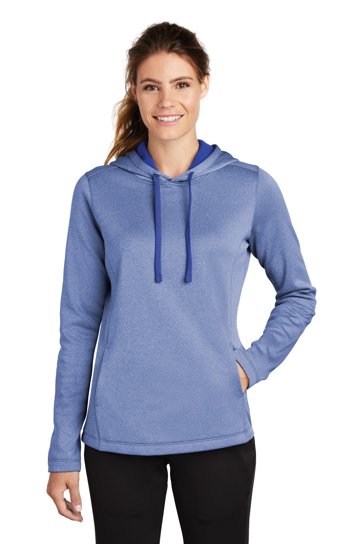 Sport-Tek Â® Women's PosiCharge Â® Sport-Wick Â® Heather Fleece Hooded Pullover. LST264