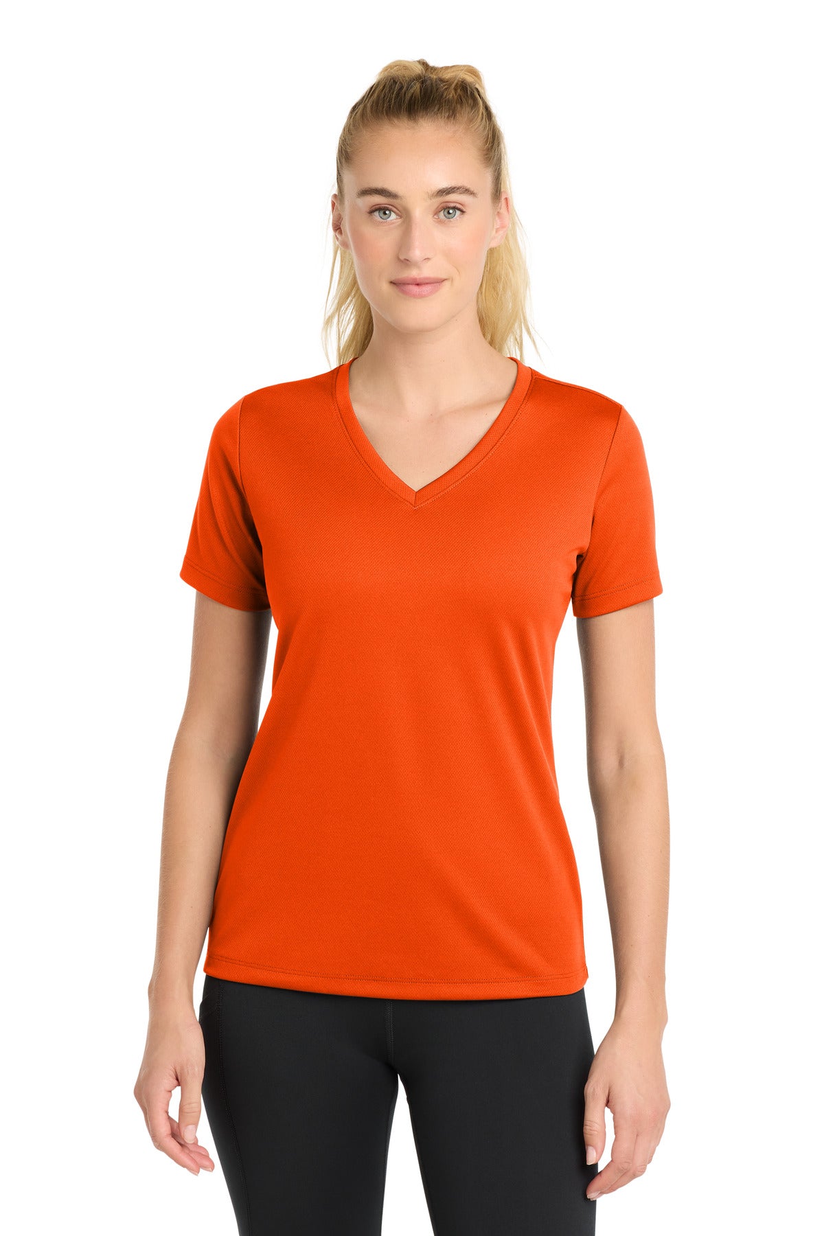 Sport-TekÂ® Women's PosiChargeÂ® RacerMeshÂ® V-Neck Tee. LST340