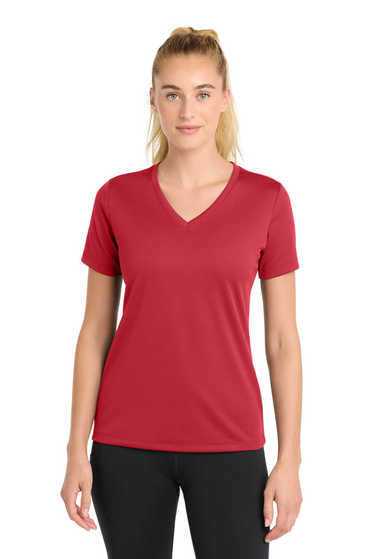 Sport-TekÂ® Women's PosiChargeÂ® RacerMeshÂ® V-Neck Tee. LST340