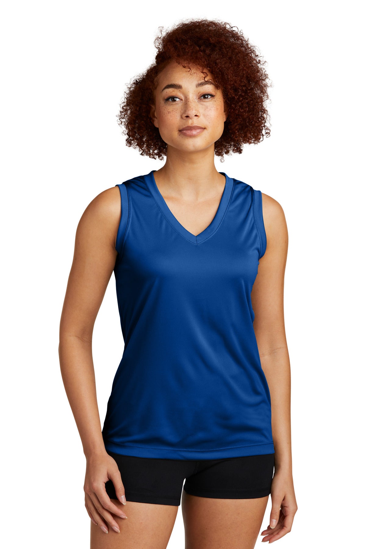 Sport-TekÂ® Women's Sleeveless PosiChargeÂ® Competitorâ„¢ V-Neck Tee. LST352