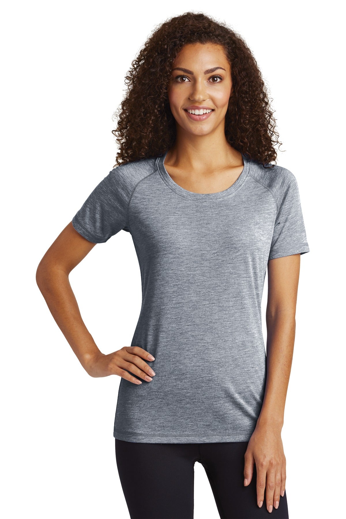 Sport-Tek Â® Women's PosiCharge Â® Tri-Blend Wicking Scoop Neck Raglan Tee. LST400