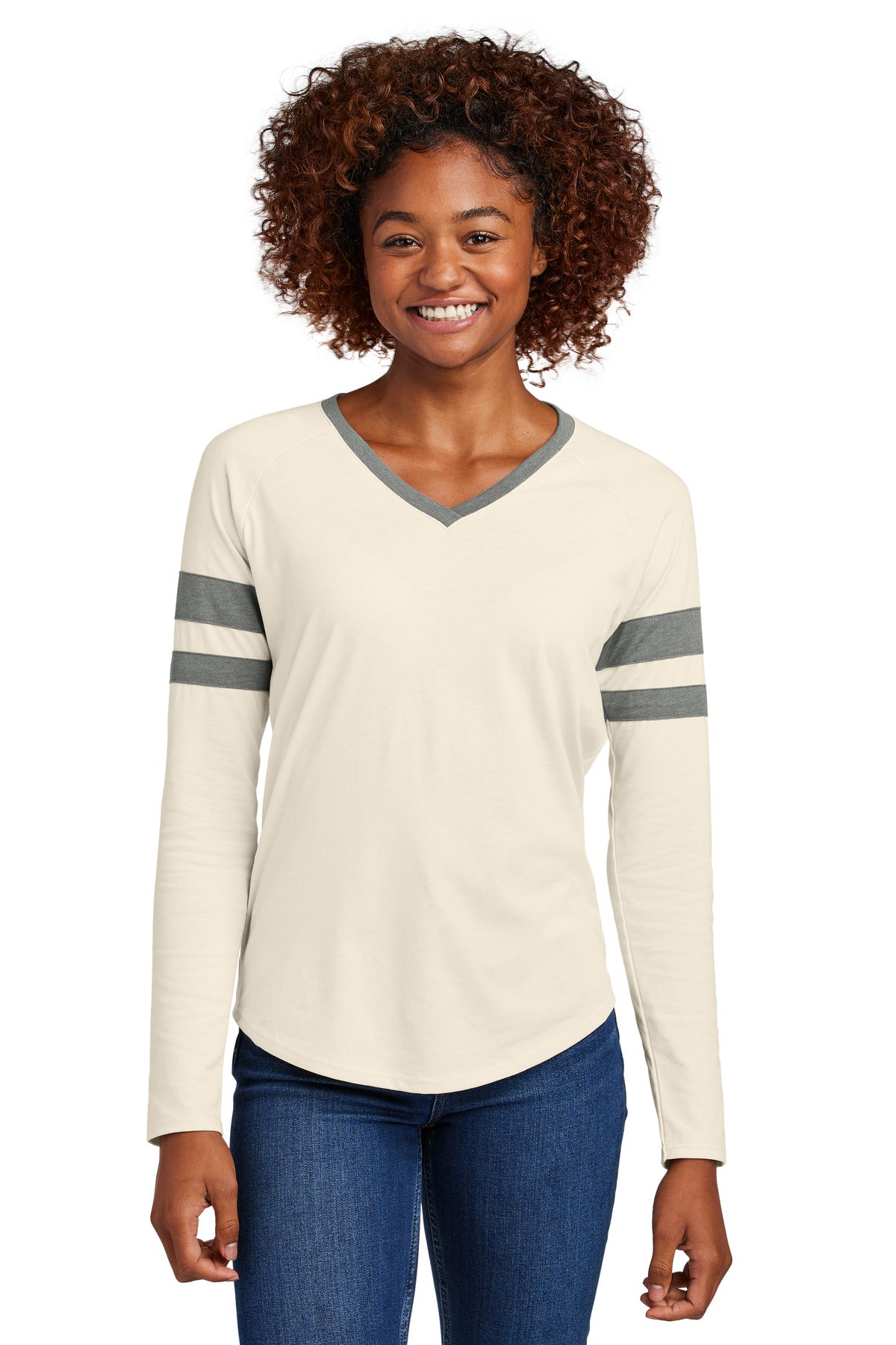 Sport-TekÂ® Women's Halftime Stripe Long Sleeve V-Neck Tee LST6043