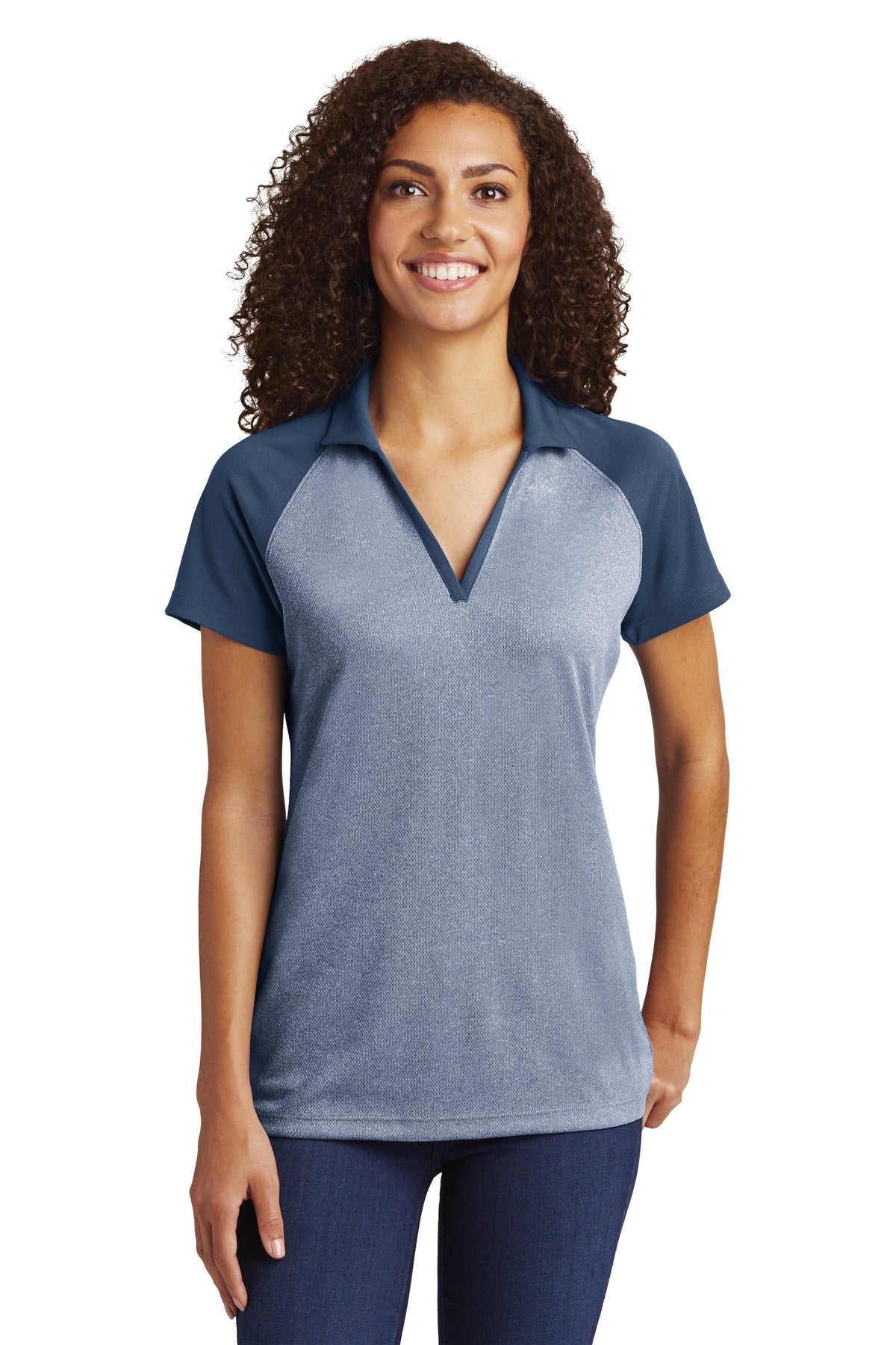 Sport-Tek Â® Women's PosiCharge Â® RacerMesh Â® Raglan Heather Block Polo. LST641
