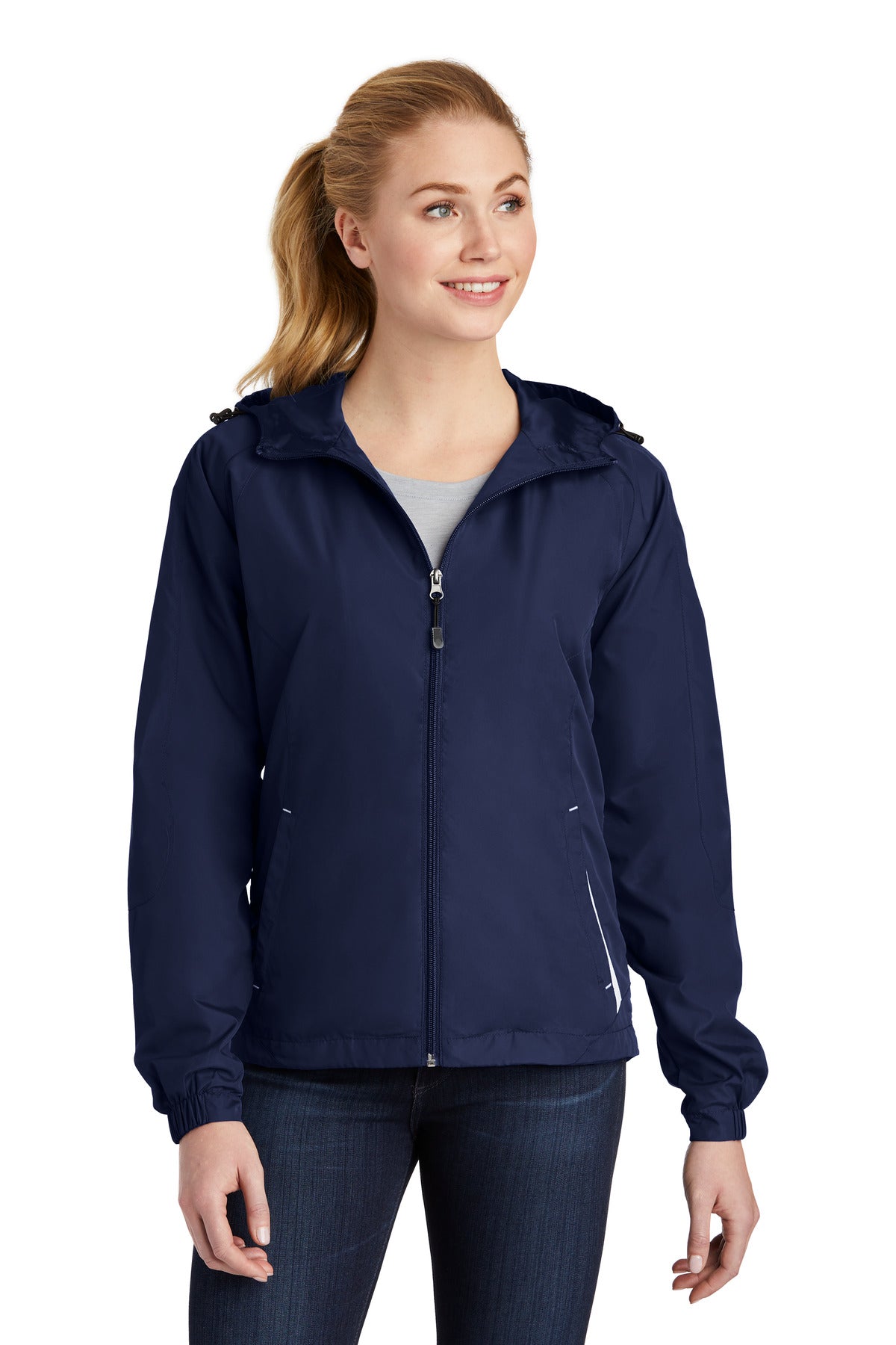 Sport-TekÂ® Women's Colorblock Hooded Raglan Jacket. LST76
