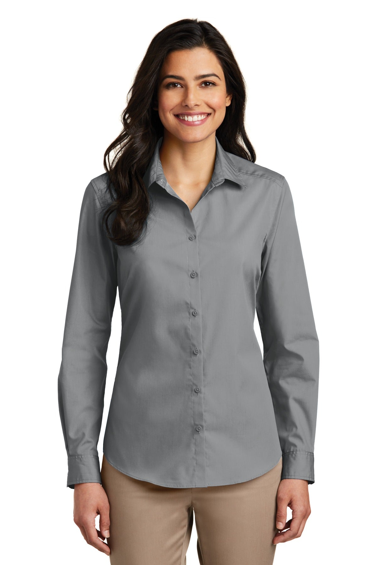 Port AuthorityÂ® Women's Long Sleeve Carefree Poplin Shirt. LW100