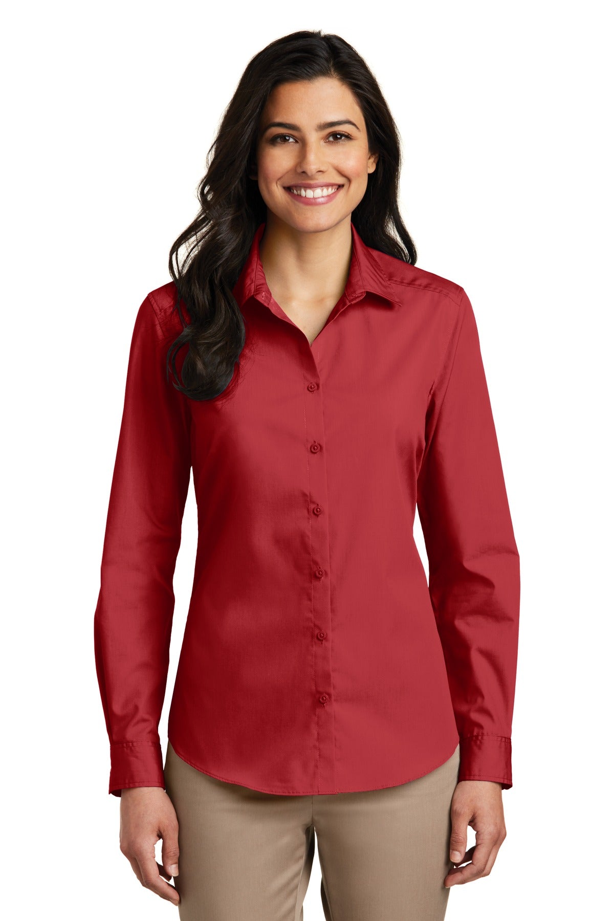 Port AuthorityÂ® Women's Long Sleeve Carefree Poplin Shirt. LW100
