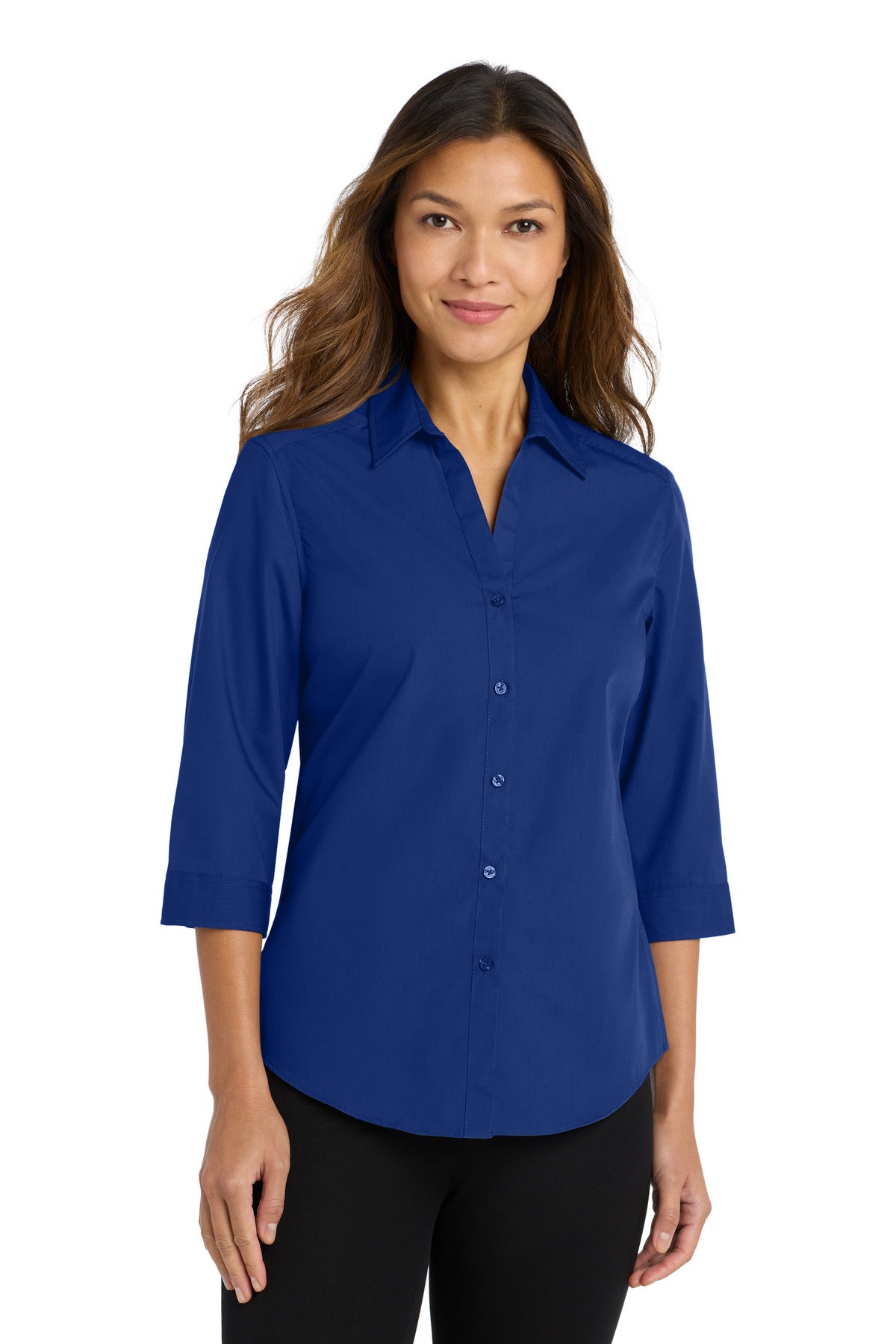 Port AuthorityÂ® Women's 3/4-Sleeve Carefree Poplin Shirt. LW102