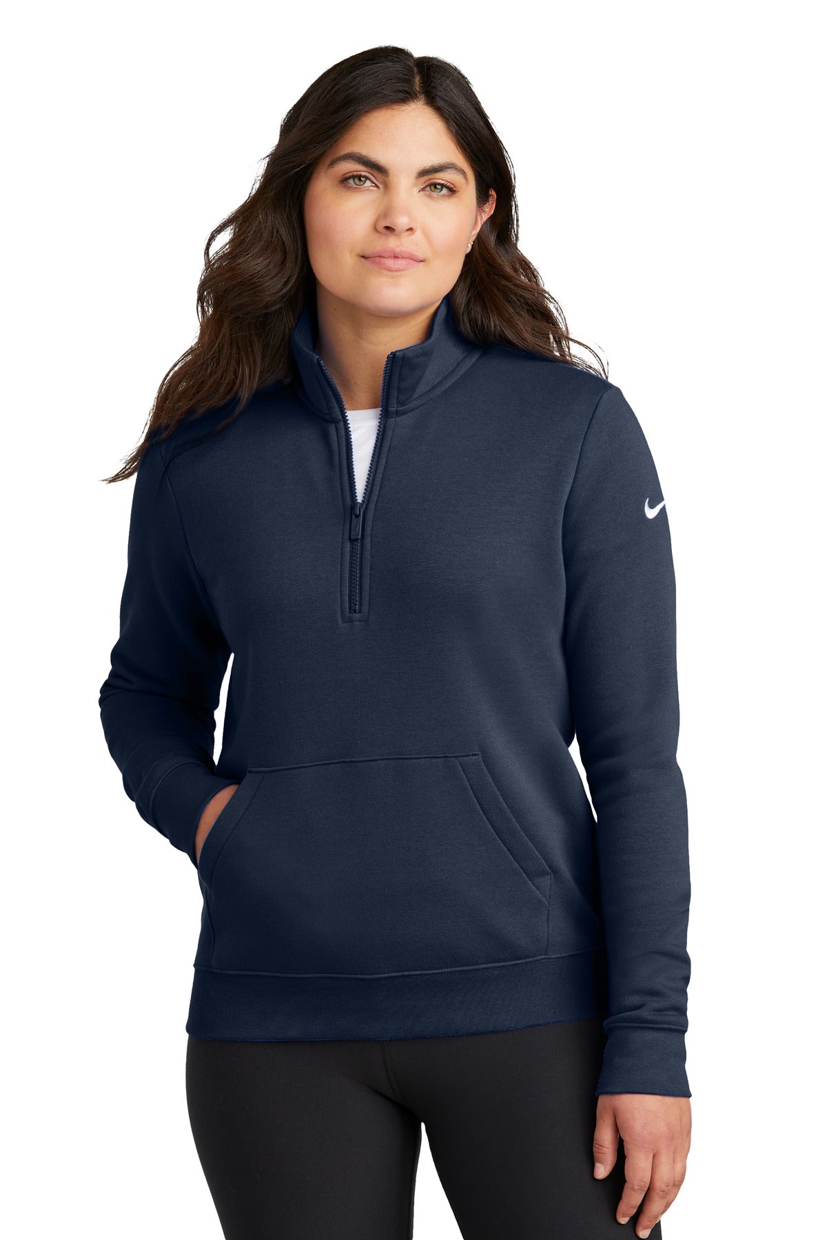 Sudadera Nike Club Fleece con manga corta y media cremallera NKDX6720 para mujer