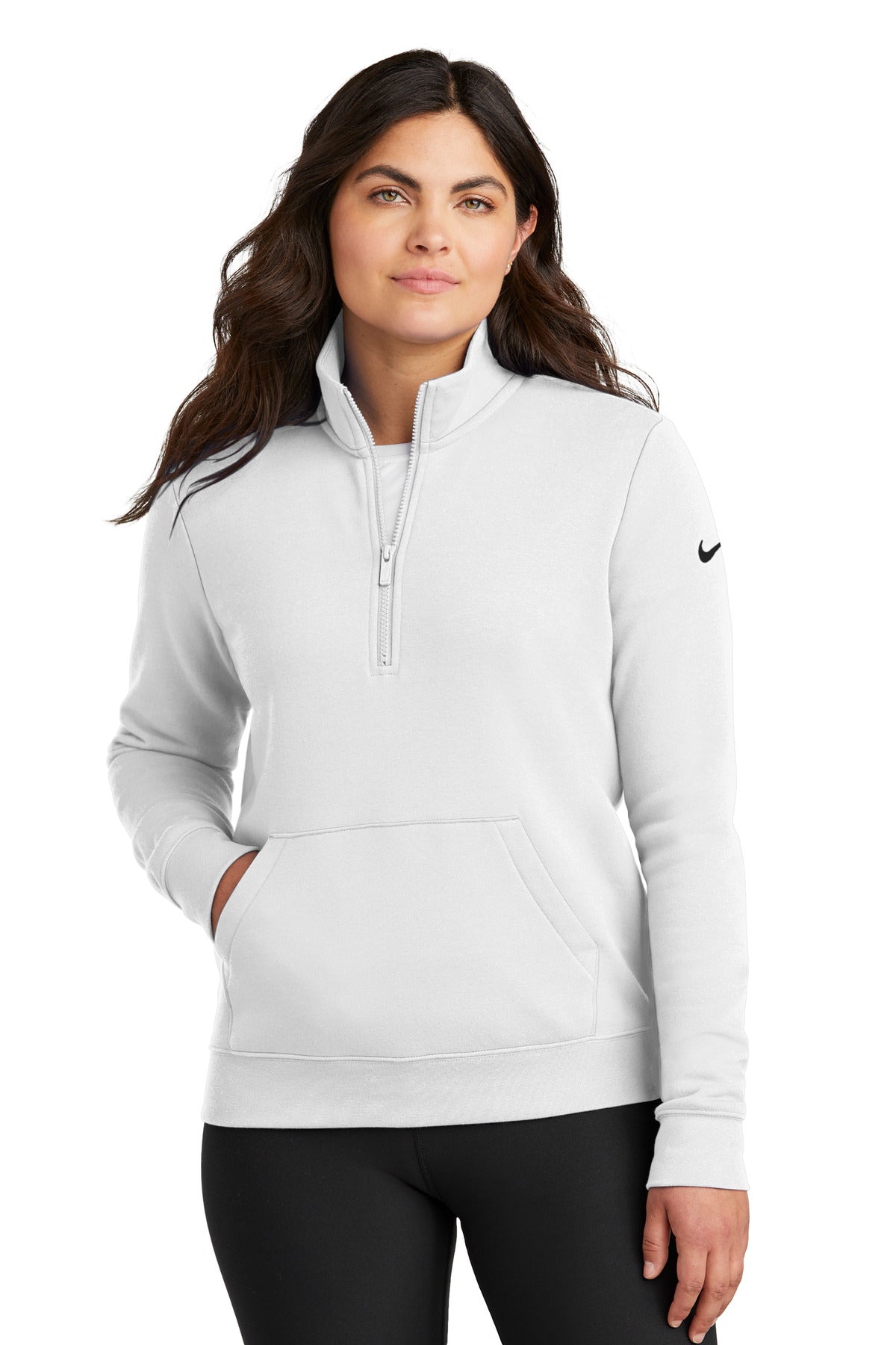 Sudadera Nike Club Fleece con manga corta y media cremallera NKDX6720 para mujer