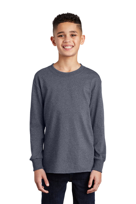 Port & Coâ„¢ Youth Long Sleeve Core Cotton Tee. PC54YLS