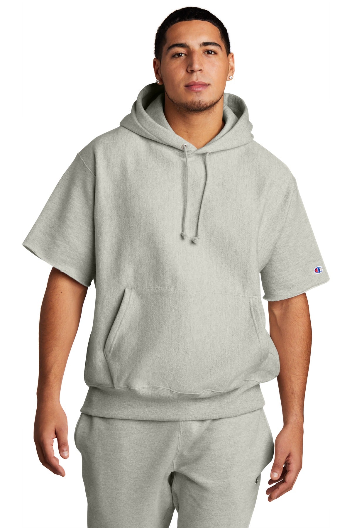 سويت شيرت Champion® Reverse Weave® بأكمام قصيرة وغطاء للرأس S101SS