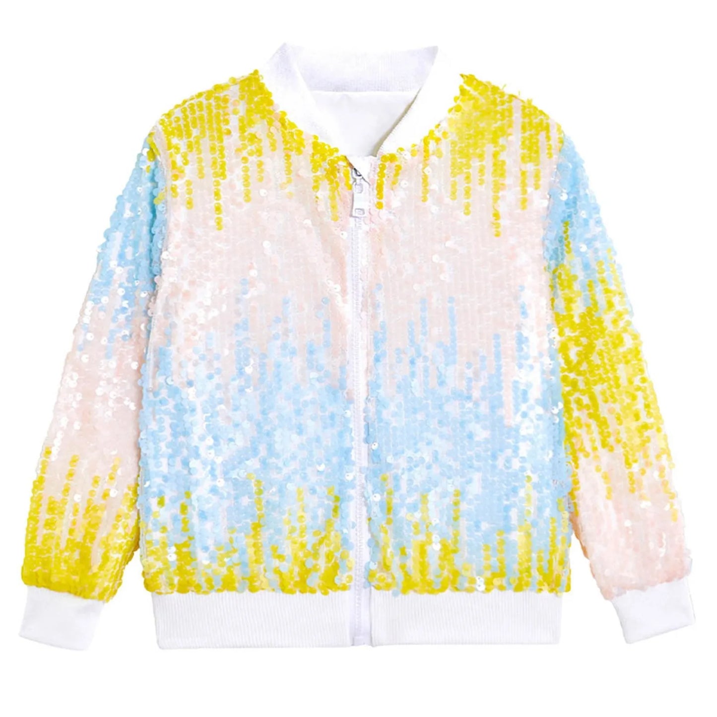 Girls Carnival Jacket Kids Toddler Glitter Shiny Zip Up Long Sleeve Coat Outwear Fashion Cool Party Overcoat Girls Clothes