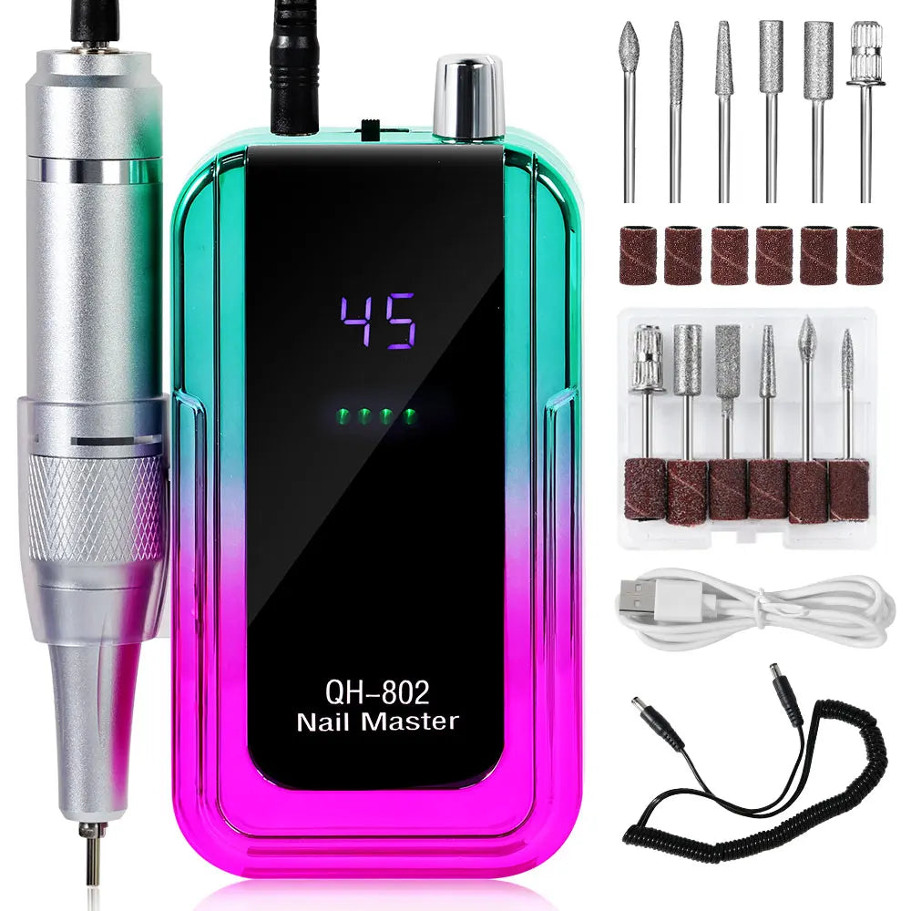 45000RPM Electric Nail Drill File Professional for Acrylic Gel Dip Powder Nails Portable Machine Kit for Manicure Pedicure Tools