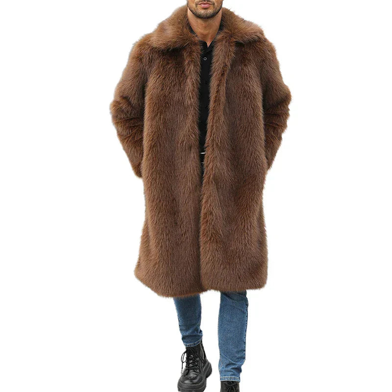 Parka con capucha de piel sintética para mujer, elegante chaqueta de invierno de manga larga cálida con cremallera frontal de color sólido para uso al aire libre