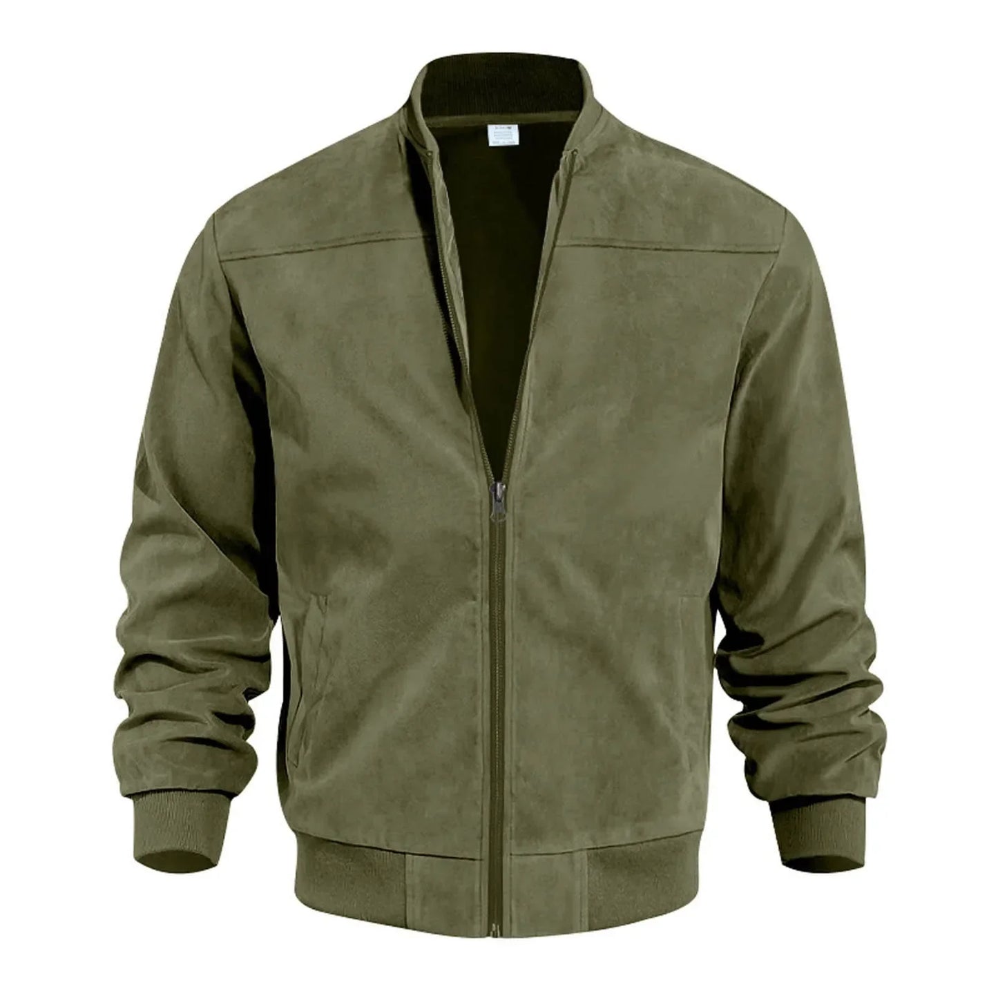 Mens Retro Suede Bomber Leather Jacket Autumn Winter Streetwear Long Sleeve Full Zip Coat Outerwears Windproof Baseball Jackets