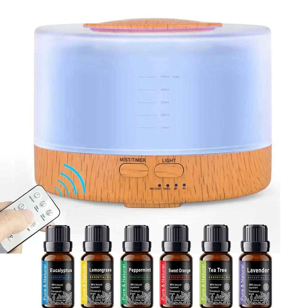Diffuser Smart Aromatherapy Kit for Home/Bedroom  500ML Diffuser with Humidifying Function  Remote Control & Mood Lighting (Incl