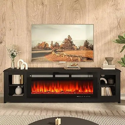 80" Fireplace TV Stand, 50 Inch Smart Fireplace & Modern Entertainment Center, Fire Place TV Console with WI-FI Enabled for TVs