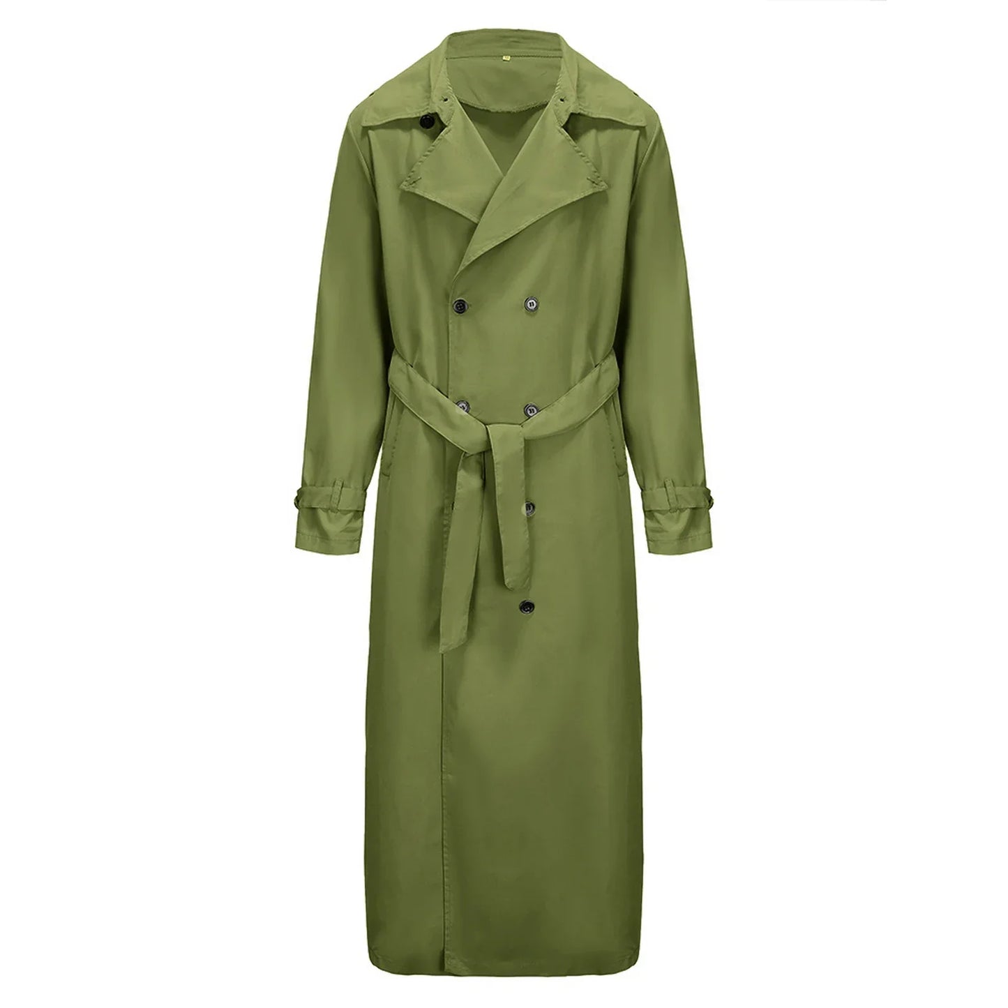 Men s Classic Wool Blend Trench Coat with Removable Belt and Notched Lapel Collar Warm Winter Overcoat Jacket