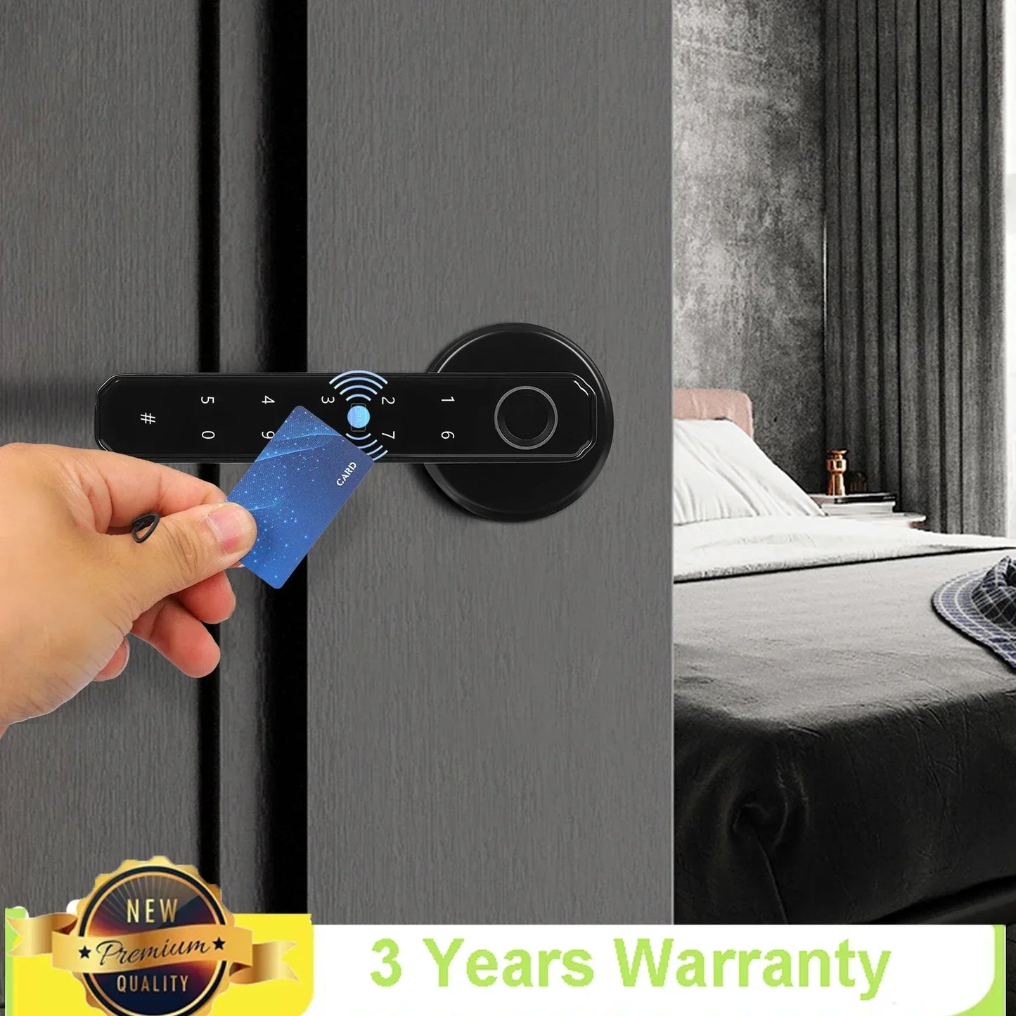 Fingerprint Door Lock Set W/ Password Anti Spying Function & Multiple Opening Methods,Black Smart Door Handles for Homes,offices