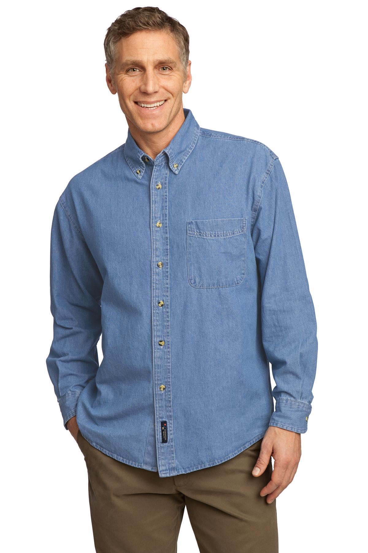 Port & Coâ„¢ Long Sleeve Value Denim Shirt. SP10