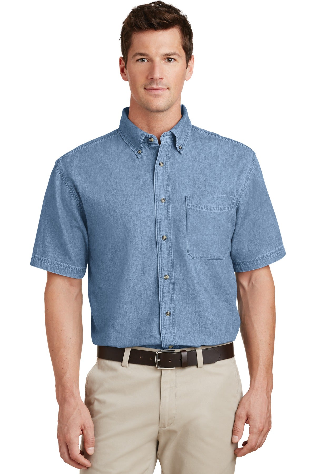 Port & Coâ„¢ Short Sleeve Value Denim Shirt. SP11
