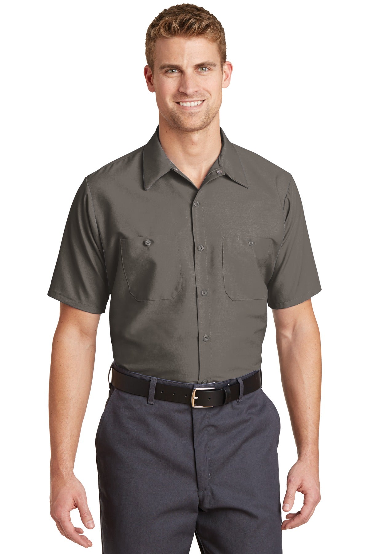 Red KapÂ® Long Size, Short Sleeve Industrial Work Shirt. SP24LONG