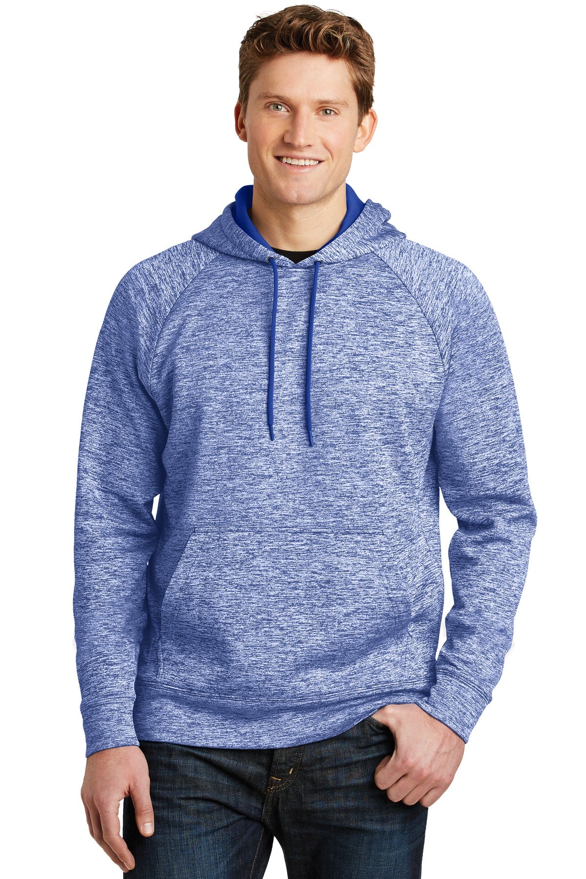 Sport-TekÂ® PosiChargeÂ® Electric Heather Fleece Hooded Pullover. ST225