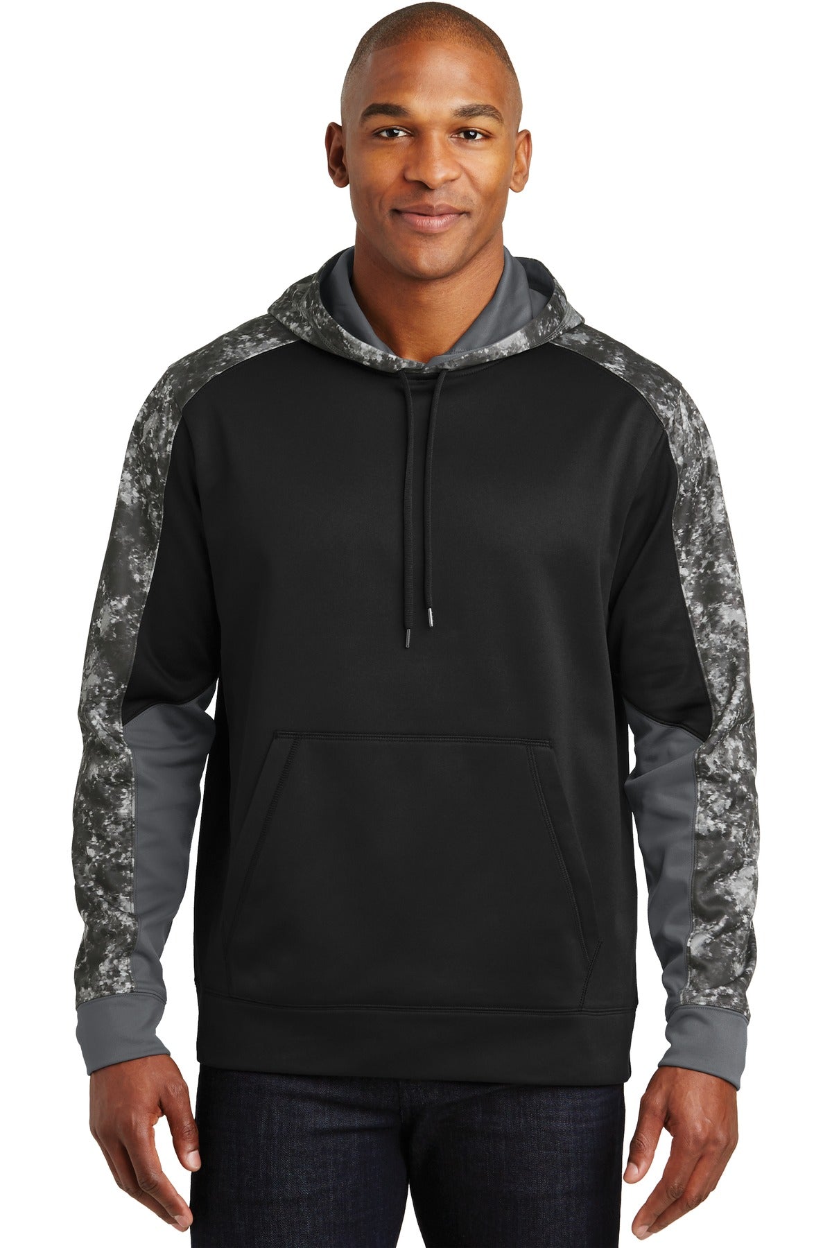Sport-TekÂ® Sport-WickÂ® Mineral Freeze Fleece Colorblock Hooded Pullover. ST231