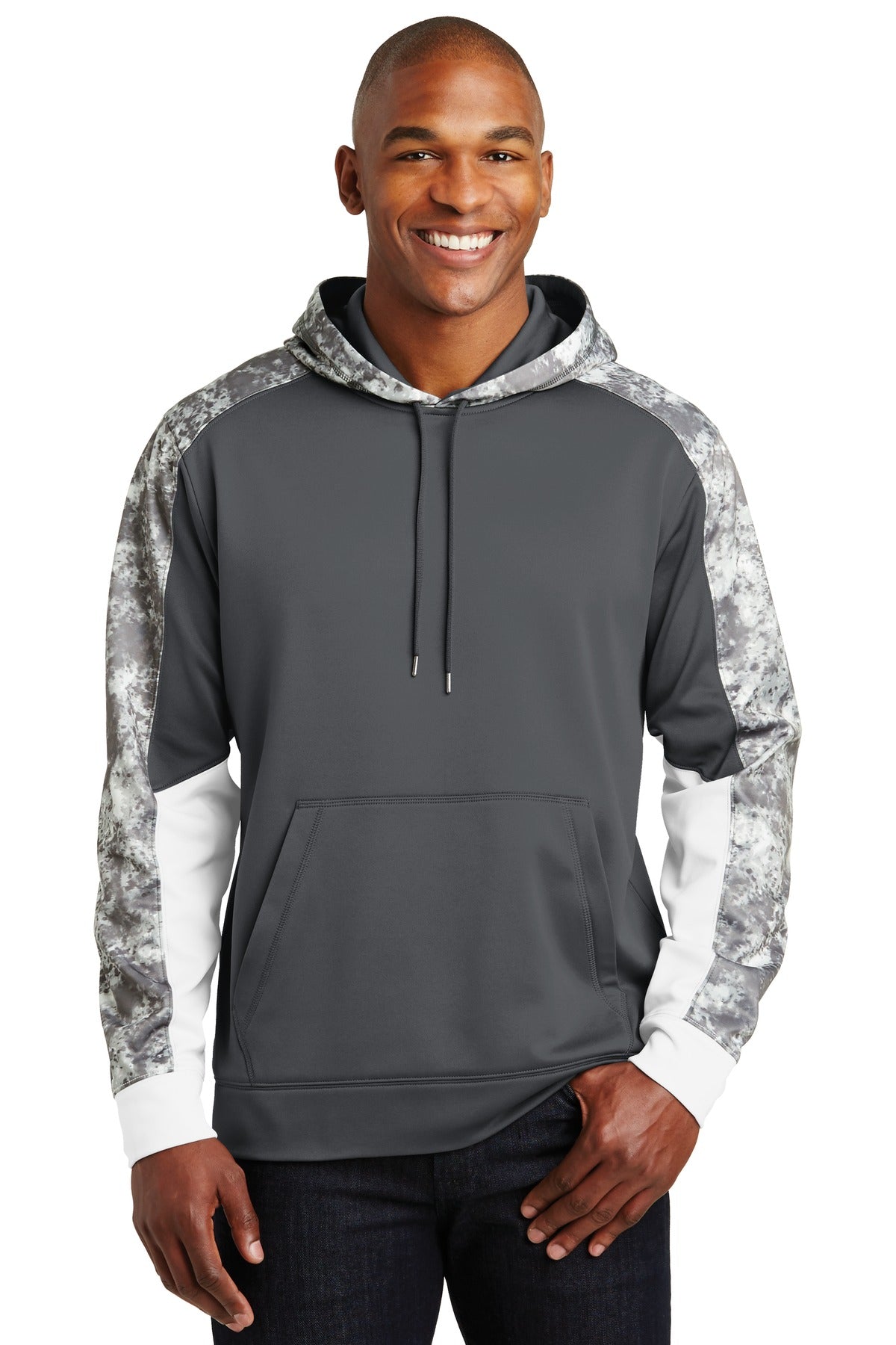 Sport-TekÂ® Sport-WickÂ® Mineral Freeze Fleece Colorblock Hooded Pullover. ST231