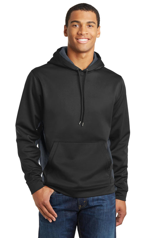 Sport-TekÂ® Sport-WickÂ® CamoHex Fleece Colorblock Hooded Pullover. ST239