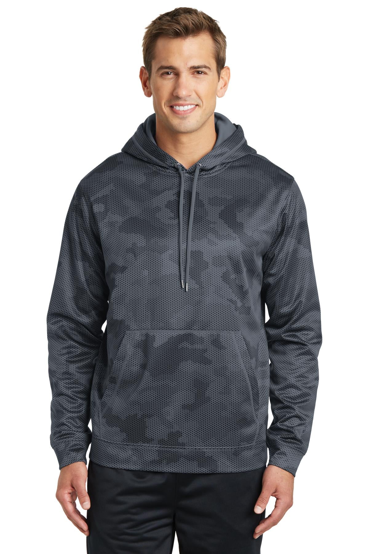 Sport-TekÂ® Sport-WickÂ® CamoHex Fleece Hooded Pullover. ST240