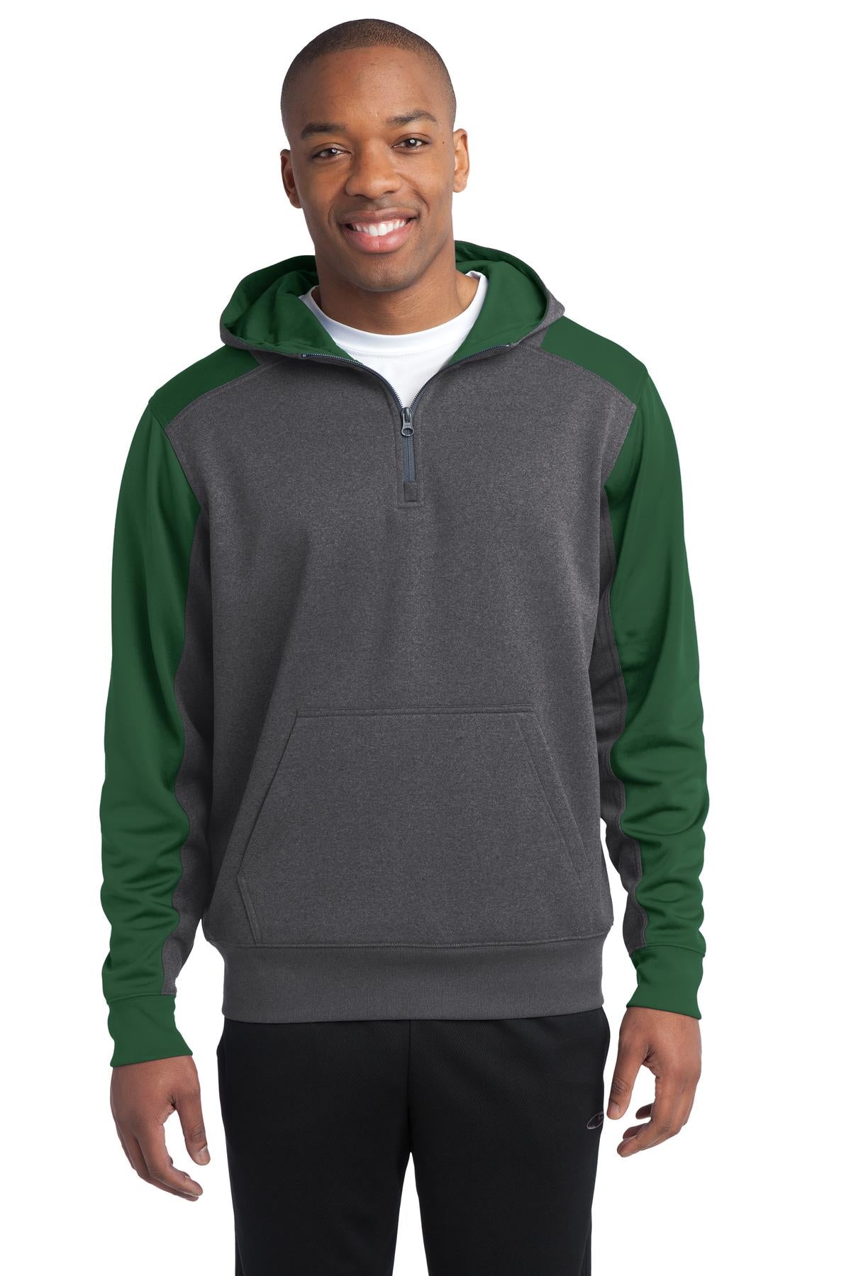 Sport-TekÂ®  Tech Fleece Colorblock 1/4-Zip Hooded Sweatshirt. ST249