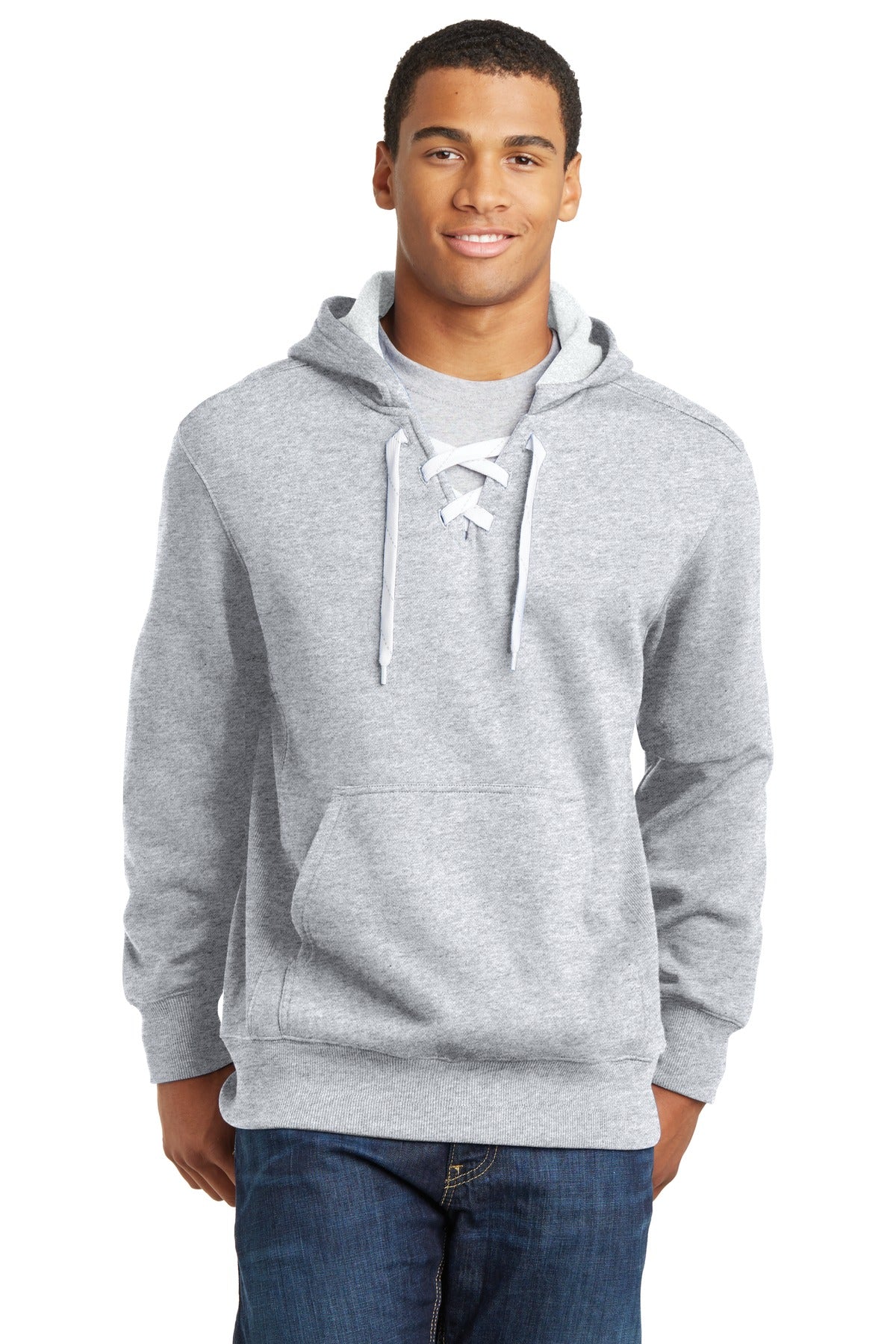 Sport-TekÂ® Lace Up Pullover Hooded Sweatshirt. ST271