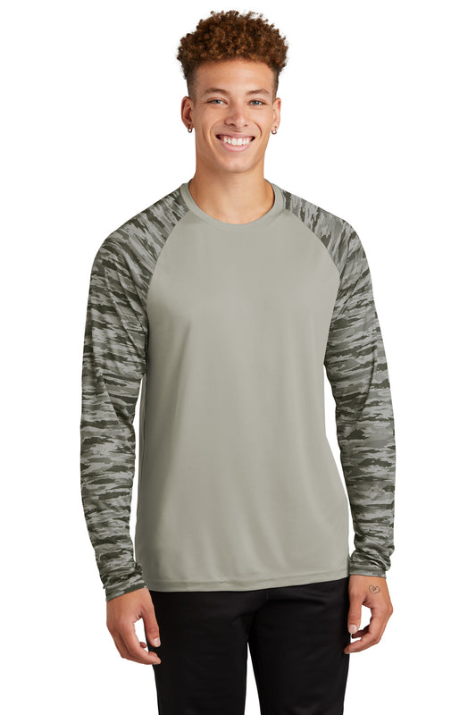 Sport-TekÂ® Drift Camo Colorblock Long Sleeve Tee ST376LS