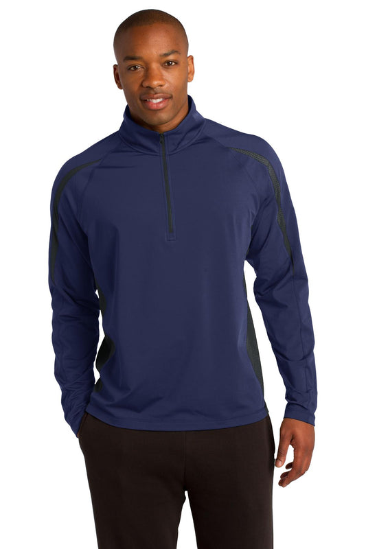 Sport-TekÂ® Sport-WickÂ® Stretch 1/2-Zip Colorblock Pullover. ST851