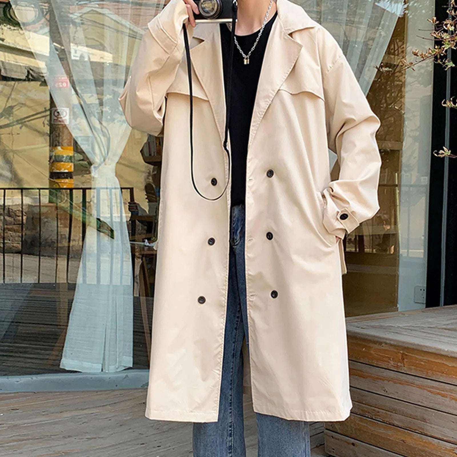 Long Man Trench Coat Autumn High End Business British Party Windbreake