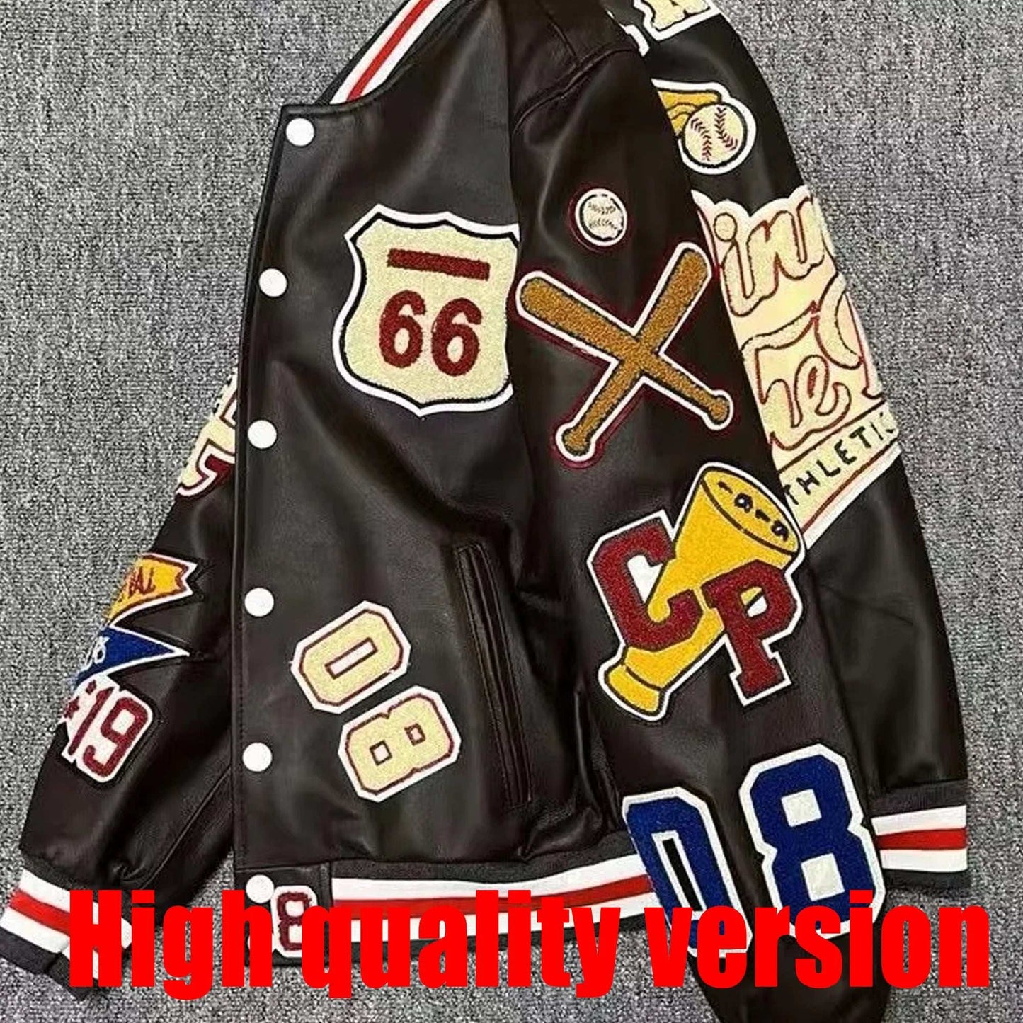 Chaqueta con cremallera bordada con elementos de carreras de llamas de cuero PU de alta calidad estadounidense para hombre, ropa Y2K, abrigo de moda Otoño Invierno para parejas
