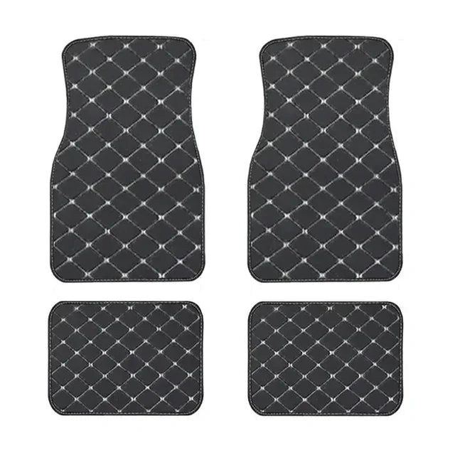 Alfombrillas universales de piel sintética para coche, 4 unidades, impermeables, para el suelo, delanteras y traseras, accesorios para coche