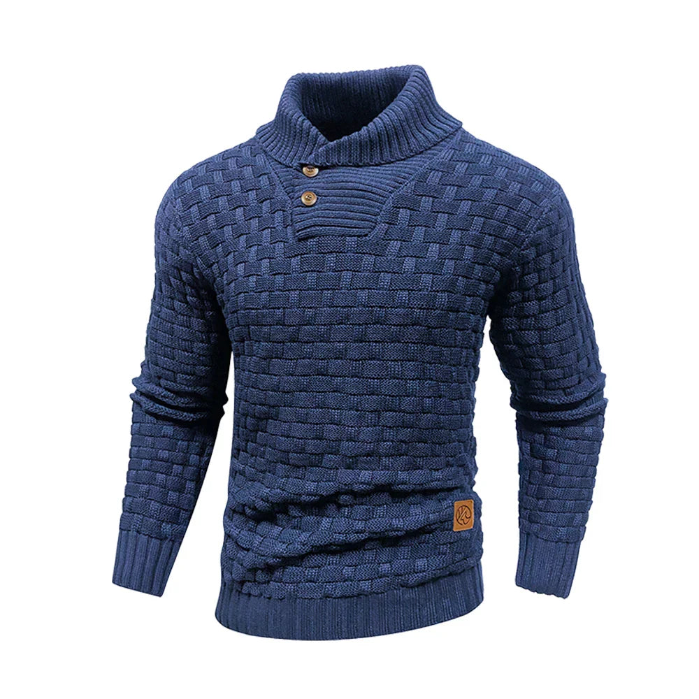 Menâ€™s Knitted Sweater Casual Crew Neck Warm Long Sleeve Comfortable Pullover Textured Ribbed Edge High Quality Top US Size