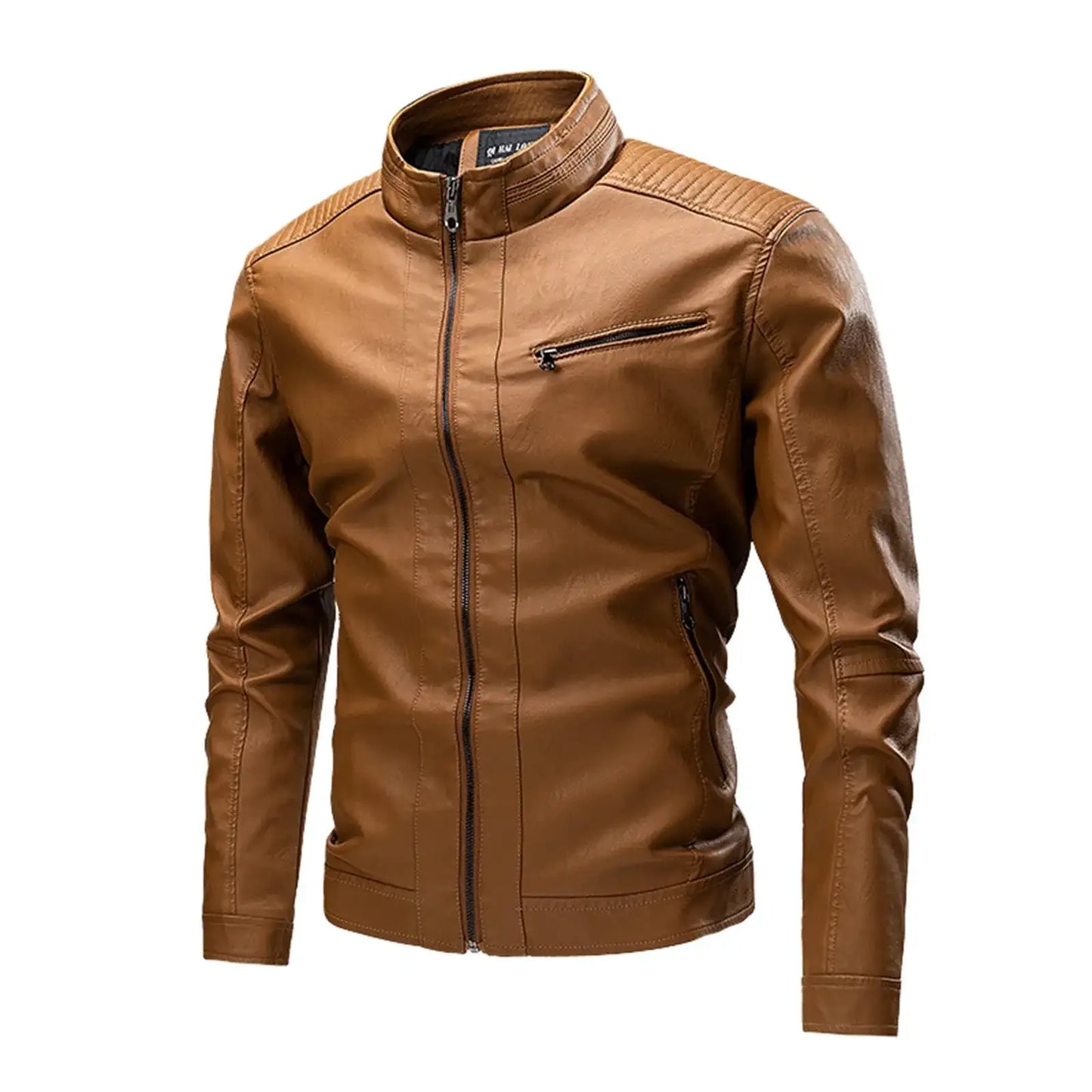 Men'S New Lapel Leather Jacket Men'S Faux Leather Jacket Stand Motorcycle Leather Jacket Casual Lightweight Men'S Clothing