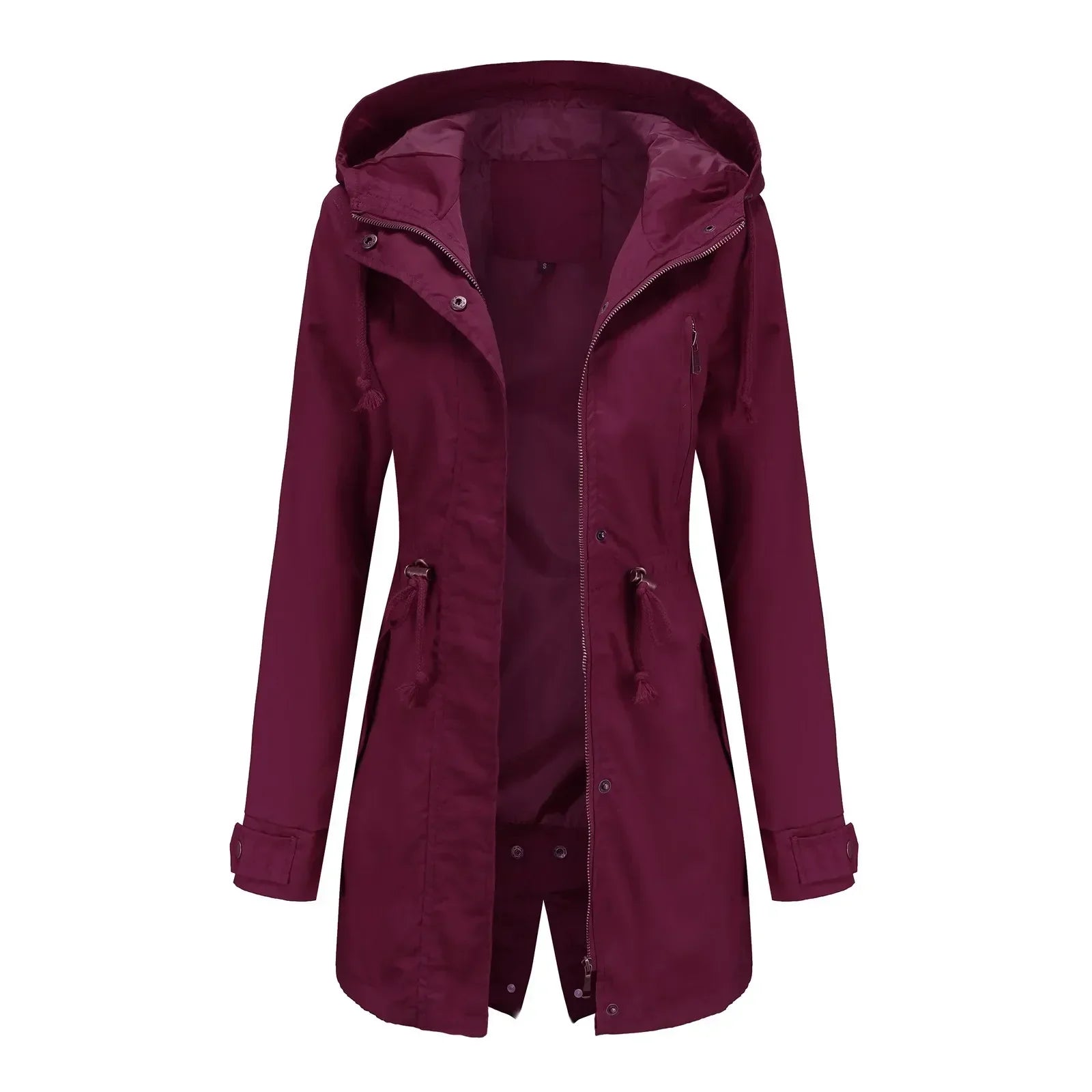 2024 Autumn Women Jacket Windproof Windbreaker Trench Coats Female Hooded Drawstring Long Coats Women's Outdoor Raincoat Outwear