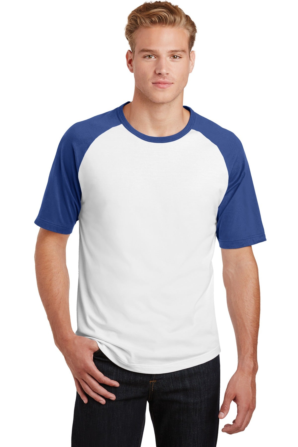 Sport-TekÂ® Short Sleeve Colorblock Raglan Jersey. T201