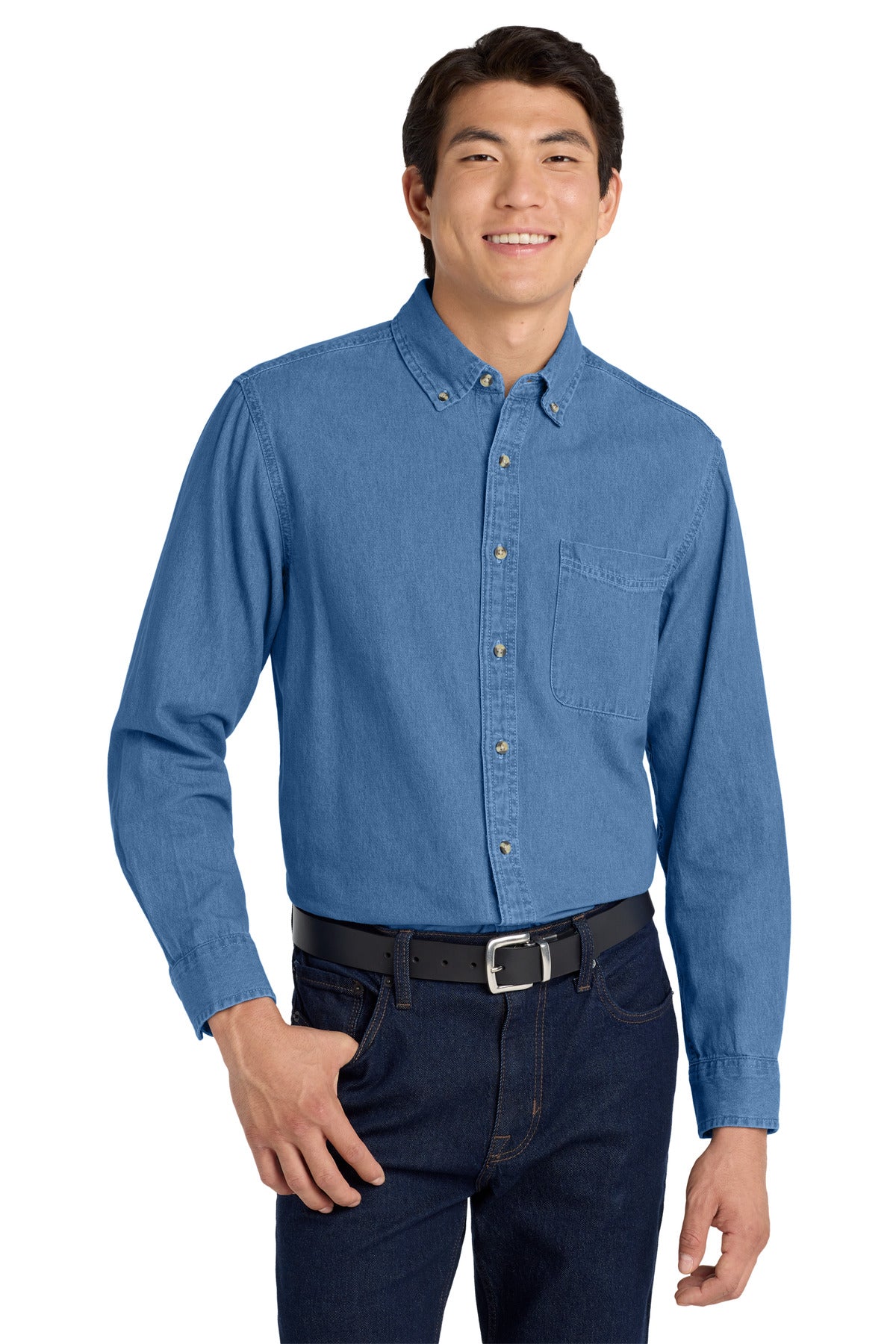 Port AuthorityÂ® Tall Long Sleeve Denim Shirt. TLS600