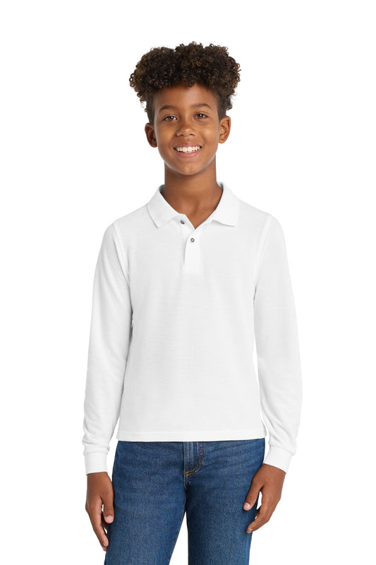 Port AuthorityÂ® Youth Long Sleeve Silk Touchâ„¢ Polo.  Y500LS