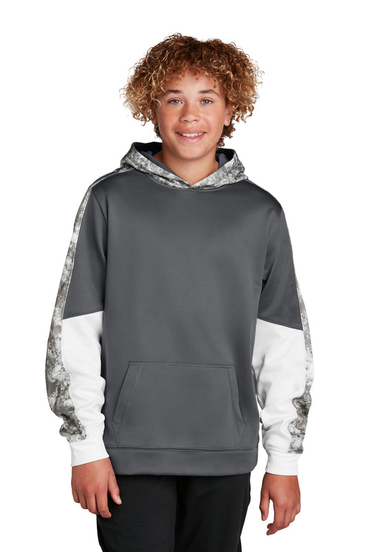 Sport-TekÂ® Youth Sport-WickÂ® Mineral Freeze Fleece Colorblock Hooded Pullover. YST231